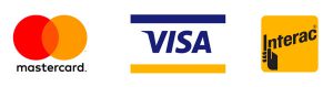 Mastercard, VISA and Interac payment